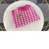 Pet Cute Rabbit Embroidered Plaid Sweater Autumn/winter Clothes Dog Teddy Little Cat