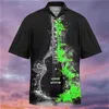 Camisas casuais masculinas Moda masculina Hawaiian Cirche Música Padrão de guitarra curta Manga curta Cuba Collar Leisure Seaside Summer Holiday 240416