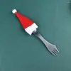 Christmas Decorations Creative Red Santa Hat Dinner Silverware Cutlery Bag Spoon Fork Bags