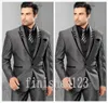 Face One Button Grey Groom Tuxedos Peak Lapel Groomsmen Man Wedding Prom Dîner JacketPantsVesttie G51805136547