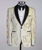 Sciamolo da smoking maschile vintage maschile da un pulsante a petto singolo petto di strass sposo ballo da ballo per matrimoni Blazer pantaloni+cappotto personalizzato Made