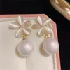 Pendientes colgantes Flor de ópalo de perlas de lujo para mujeres dulces elegantes temperamento elegante gota joyas de moda