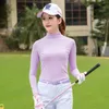 TTYGJ Golf AntiUv Shirts Long Sleeve Tops Summer Sunscreen Underwear Outdoor Sports Apparel Ice Silk Cool Bottoming 240416