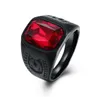 Nouveaux anneaux pour hommes en acier inoxydable Bijoux Biker anneaux Red Zircon Ring Men039 Fashion Dance Black Rings Bijoux Accessoires4419798