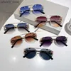 Lunettes de soleil Kammpt Vintage Rimless Sunglasses Men de soleil Femmes TRENDY PILOT GRADIENT TRANSES SUMPLES NOUVEAUX DOUBLE PRIDE UV400 PEUSEUR Y240416