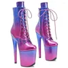 Zapatos de baile 20 cm/8 pulgadas Pu Upper Modern Sexy Nightclow Club Pole redondo Toe Plataforma de tacón High tobillo para mujeres 295