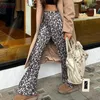 Damesbroeken Vintage mode -luipaard Skinny Flare Casual Streetwear Party High Taille broek Women Printing Bottoms Outfits