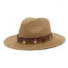 Berets Männer Frauen weiche Stroh Panama Hüte Sommer Fedora Wide Bim Sunhats Trilby Caps Outdoor Strand Reise Sombrero Größe US 7 1/4 UK L.