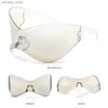 Sunglasses Futuristic Sunglasses for Men Women Oversized Wrap Around Punk Y2K Sunglasses Goggles Sports Sun Glasses Chic Rimless Shades Y240416