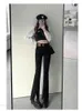 Kadınlar Kot pantolonları Bahar ve Sonbahar Yüksek Belli İnce Fit Geniş Bacaklı Mikro-Trumpet Pantolon Pantolon Modeli Ins