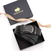 Taillenkettengürtel Bison Denim Automatische Schnallen -Mens -Gürtel Luxusmarke Kuhledergürtel fashion schwarze echte Lederbänder für Männer 3,4 cm Breite 240416