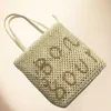 Evening Bags 2024 New Letter Woven Bag Single Shoulder Beach Straw Bag Simple And Generous T240416