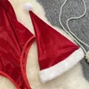 Bras set la lingerie de Noël pour les femmes Bodys en peluche rouge sexy