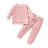 Vêtements de vêtements nés bébé bébé filles garçons solides tricots tricts tops pantalons de lafe