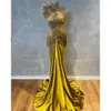 Luxurious Arabic Aso Ebi Mermaid Prom Dresses Olive Green Lace Beaded One Shoulder Evening Formal Party Second Reception Gowns