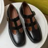 Casual skor kvinnors äkta läder smala band lapptäcke ihåliga burlägenheter loafers retro student stil dagligen mockasins