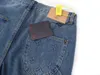 Midja nya högblå casual byxor, koreansk version, avancerad och atmosfärisk Emed Workwear Beach -jeans, sidoslits med dragkedja vid hem -end