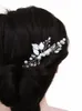 Sier Leaf Pearl Bridal Hair Clip Casual Handmased Side Clip FR Hår smycken Bröllopshår Accory för brud Accory D7B2#