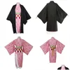Cartoon Clothing Kamado Nezuko Cosplay Costume Demon Slayer Uniform Clothes Kimono Wig Props Set Halloween For Kids ADT Drop Delivery DHR6C