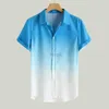 Chemises décontractées pour hommes Summer Cool Thin Breashable Coldient Gradient Dyed Mens Hawaiian Shirt décontracté à manches élastiques à manches courtes à manches courtes 24416
