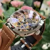 Relógios de pulso 45 mm Mechanical Hand Wind Men's Watch Gold Hollow Movem