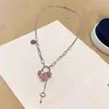 Цепи Продвинутый сладкий розовый сердце в форме хрустального подвесного ожерелья Ключевое ожерелье.