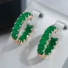 Boucles d'oreilles en peluche Gulkins Luxury Emerald Big Hoop pour femmes 585 Rose Color Vintage Elegant Daily Match Jewelry