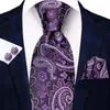 Bow Ties Hi-tie Designer Grey Orange Paisley Silk Wedding krawat dla mężczyzn Condyk Cufflink Prezent Fashion Party Business Dropship