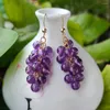 Kolczyki Dangle Natural Amethyst koraliki winogrona Grape Cluster Eardrop Wedding Lucky Easter Gift Classic Holiday Gifts