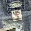 Manlig denim shorts grafik med text halv långa män korta jeans byxor multi färg rippad knä längd spanx vintage baggy y2k klippt 240410