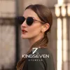 Solglasögon Kingseven Brand Polariserade trä solglasögon för män Kvinnor UV400 Mirror Lens Male Eyewear Round Frame Handgjorda solglasögon 24416