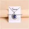 Colliers pendants Time Gem Moon12 Constellation Zodiac Sign Collier Horoscope Jewelry Galaxy Libra Astrology Gift with Retail Drop de Dhexm