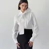 Blouses pour femmes 35% de coton Butte Bouton Femme White Shirt 2024 Spring Bow Work Shirts femme Vêtements féminins Tops à manches longues