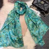 Sjalar 100% Mulberry Silk Shawl Brand Plum Bossom Design Blue Green Summer Beach Silk Sal Autumn/Winter Neck Shawll2404