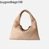 Bottegvenetas Hop Bag Large Soft Leather 2024 Internet Celebrity Handmade New Woven Highcapacity Tote Womens for Commuting One Shoulder Handheld Unde