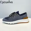 Casual Shoes Knitted Lace Up Flat Men Thick Sole Breathable Mesh Sneakers Male Autumn Comfort Walk