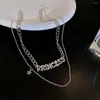 Choker -Anhänger koreanischer Stil Doppelschichten Metallketten Strass -Prinzessin Halsketten Frauen Schlüsselbein