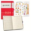 Agenda du calendrier du planificateur 2024 Journal anglais English Notebook avec 5 autocollants d'étiquette Journal hebdomadaire Daily Notebook Office School