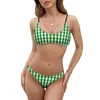 Женские купальники Рождество Gingham Bikinis Set Sexy Green Check Plaid Bikini Bikini Swimsuit Push Up Swim 2 Piece красочные бикинис