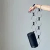 Бэг pu кожаные черные запястье мессенджерные сумки личность Женская ковша дизайн моды дамы металлическое кольцо плечо плечо
