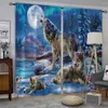 Curtain 2pcs Wolves Style Printed For Home Decor Rod Pocket Window Treatment Bedroom Office Kitchen Living Room And Study