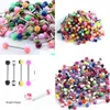Tongue Rings 100Pcs Mix Style Barbell Bar Piercing Fashion Stainless Steel Mixed Candy Colors Men Women Body Jewelry Drop Delivery Otd31