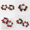 Decorative Flowers 5 Pcs Xmas Ornament Rings Napkin Berry Iron Wire Christmas Party