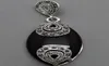 Vintage 18 mmx40 mm Marcasite Black Agates 925 Sterling Silver Drop Pendant4806883