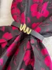 Robes décontractées Fleur de piste d'été Jacquard Robe Femmes Sleevless O Col Tank Zipper Belt Pocket Designer Ball Robe Prom Prom Midi