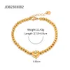 Bracelet en acier en titane 16k Gold Beded Heart Zircon Bracelet No Fade Women Beads Bijoux d'été en gros