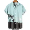 Chemises décontractées pour hommes imprimés de palmier en bord de mer et de chemises patchworks de conception de chemise de patchwork pour femmes bouton à manches courtes top1moban