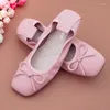 Scarpe casual balletto piatti in pelle mucca da donna rosa piatto a bowknots golfcata golf sciodo sciolto