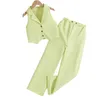 Clothing Sets Medium And Large Girls' Summer Sleeveless Cardigan Short Suit Top Trousers Women's Children's 8Y-12Y