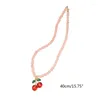 Cadenas Collar de cuentas de cerezo elegante para mujeres Fiema dulce de encogido COMENTADO Partido con accesorios de accesorios Regalo de joyería